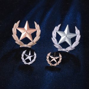 European and American fashion personality wheat ears five-pointed star brooch men's shirt collar decoration personality tide coat chest badge – Image 3