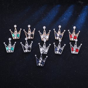 Korean version of the small crown pin men's suit brooch brooch accessories pin buckle shirt collar buckle crystal collar flower collar clip – Image 3