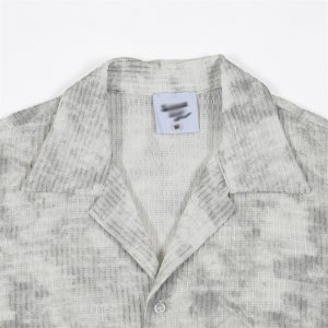Ink tie-dye Cuban collar short sleeve shirt men's summer loose casual light breathable half sleeve shirt high street trend – Image 3