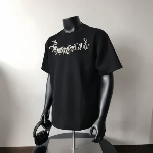 American CleanFit beaded short-sleeved T-shirts for men and women's trendy retro high street couple tops are loose and casual and versatile – Image 4