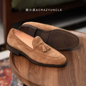 Inner stitching, British vintage, handmade suede cowhide, breathable, slip-on, tassel loafers, men's leather – Image 3