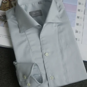 Four Seasons Italian cotton one-collar Neapolitan shirt men's business casual high-end Ruthai mercerized cotton shirt – Image 3