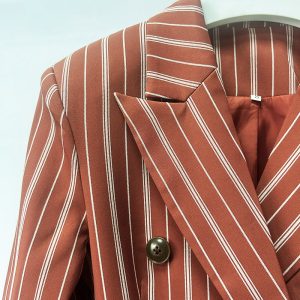 High-end striped suit women's 2025 new European and American celebrity catwalk temperament suit straight-leg pants slim two-piece set – Image 5