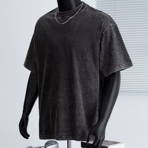 2025 Summer New Distressed Retro T-Shirt Men's 230g Pure Cotton Loose Dropped Shoulder Washed Short Sleeve Women's Trendy Shirt – Image 4