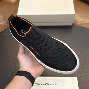New Men's Calfskin Casual Sneakers Low-top Color-blocked Lace-up Versatile Comfortable Casual Sneakers – Image 3