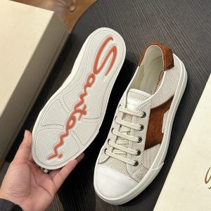 New Men's Calfskin Casual Board Shoes Color-blocking Lace-up Casual Sneakers – Image 4