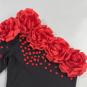 New Sexy Bandage Dress Flower One Shoulder Women's Midi Length Party Dress European American Cross-border African Fashion – Image 4