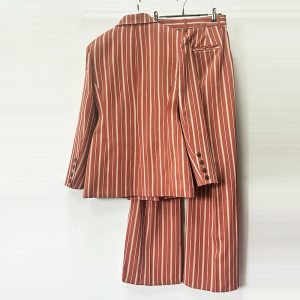 High-end striped suit women's 2025 new European and American celebrity catwalk temperament suit straight-leg pants slim two-piece set – Image 3