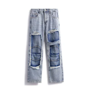 ONSEVENINE American street trendy brand ripped raw edge straight loose jeans men's autumn and winter retro vibe – Image 4