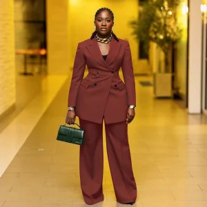 women suits OL clothes European and American elegant commuter lapel suit trousers two-piece set women – Image 5