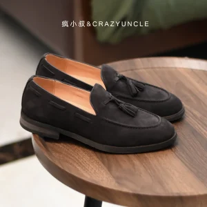 Inner stitching, British vintage, handmade suede cowhide, breathable, slip-on, tassel loafers, men's leather – Image 4