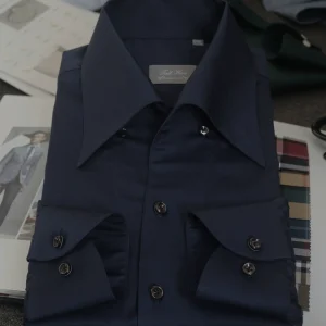 High-end Neapolitan hand-buttoned shirt for business casual men's one-collar concealed button-down long-sleeved shirt – Image 5