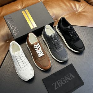 Italian haute couture new leather men's platform sports casual shoes breathable mesh splicing high-end men's shoes – Image 4