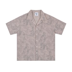 Ink tie-dye Cuban collar short sleeve shirt men's summer loose casual light breathable half sleeve shirt high street trend – Image 5