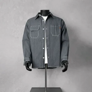 NATCODE original trendy brand niche design unisex American imitation denim simple casual shirt for men and women – Image 5