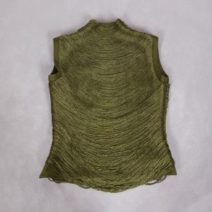 High-end two-piece suit women's summer new sleeveless turtleneck fringed patchwork top satin skirt set – Image 3