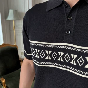 Mo G men's summer short-sleeved POLO shirt men's personality trend retro lapel ice silk light sweater T-shirt – Image 4