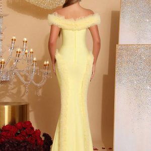 Women's Stitched Layered Ruffled Tight Off-the-Shoulder Bandage Long Skirt Sexy Sleeveless Elegant Party Dress 2025 – Image 3
