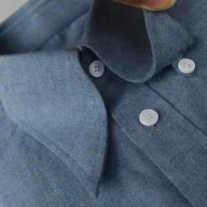 Autumn/Winter flannel men's shirt Italian classical long peak collar Naples shirt haute couture handmade chicken claw buttons – Image 3