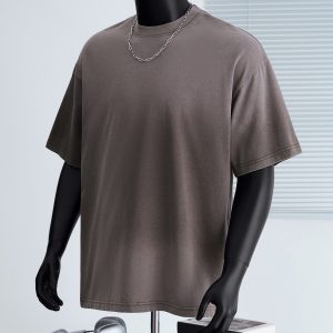 2025 Summer New Distressed Retro T-Shirt Men's 230g Pure Cotton Loose Dropped Shoulder Washed Short Sleeve Women's Trendy Shirt – Image 3