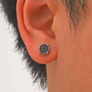 European and American explosive full diamond hip-hop men's stud earrings micro-inlay all-over zircon craft earrings wish cross-border round earrings – Image 4