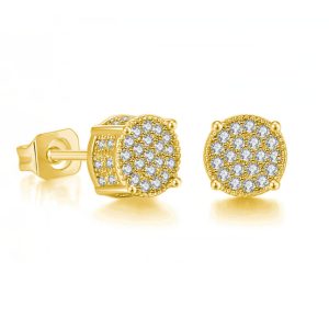 European and American explosive full diamond hip-hop men's stud earrings micro-inlay all-over zircon craft earrings wish cross-border round earrings – Image 5