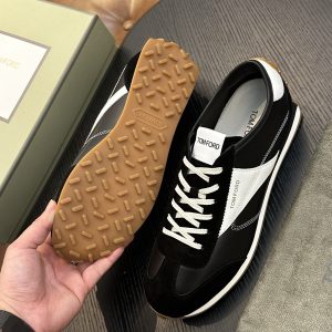 New color-blocked breathable leather men's shoes flat lace-up round toe fashion board shoes business casual leather shoes British trendy shoes – Image 3