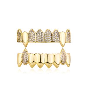 European and American diamond mixed with vampire fangs, cool men, Halloween decorations, dentures, gold braces, personality accessories – Image 4