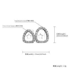Double-spelled hollow love gold tooth hip hop rap burst flash diamond braces European and American Halloween personality denture decoration – Image 3