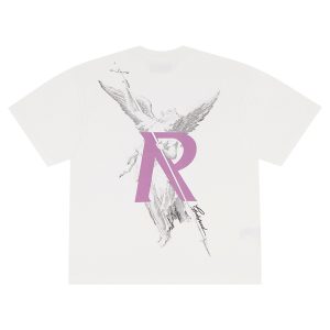 Represent Angel Goddess R Print High Street Wash Distressed Versatile Cotton Men's and Women's Loose Short Sleeve T-Shirts – Image 5