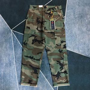 Heavy multi-pocket cargo straight slacks American vintage camouflage khaki trousers American spring and autumn trend men – Image 3