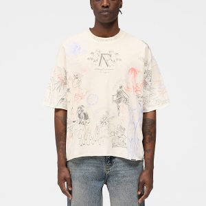 Represent American vintage angel car full print high street wash distressed destruction men's and women's loose short sleeve t-shirt – Image 3