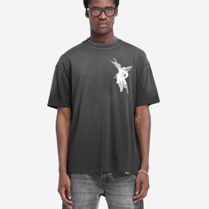 Represent Angel Goddess R Print High Street Wash Distressed Versatile Cotton Men's and Women's Loose Short Sleeve T-Shirts – Image 3