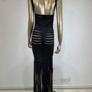 Cross-border new striped bandage skirt, European and American fashion high street suspender tassel, tight hip skirt, Amazon hit – Image 5