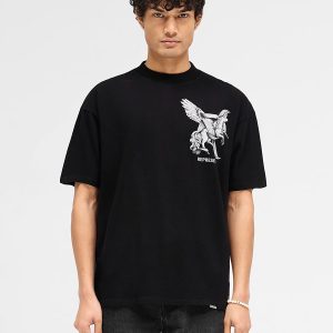 Represent: Pegasus, R-print high-street fashion brand, retro summer, versatile, men's and women's loose cotton short-sleeved T-shirt – Image 4