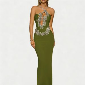 2026 European and American foreign trade women's clothing, light luxury, diamond-inlaid fit, slim and sexy temperament, buttocks, bandage skirts, evening dresses, women's high-end – Image 4