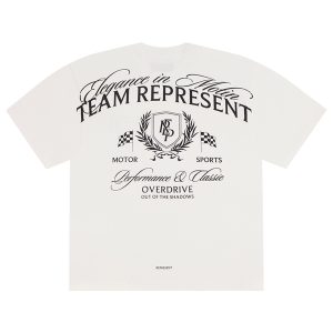 Represent, flag, letter, English print, high street, fashion, washed, distressed, men's and women's cotton loose short-sleeved T-shirts – Image 5