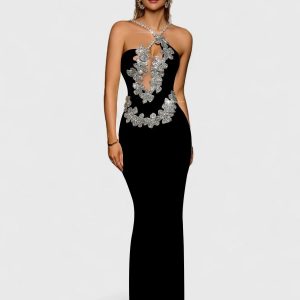 2026 European and American foreign trade women's clothing, light luxury, diamond-inlaid fit, slim and sexy temperament, buttocks, bandage skirts, evening dresses, women's high-end – Image 3