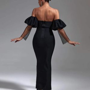Cross-border dress 2025 summer new celebrity women's fashion puffy sleeves fashion slim hip bandage dress – Image 5