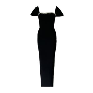 European and American cross-border new temperament elegant diamond-encrusted bandage skirt celebrity party banquet dress – Image 3
