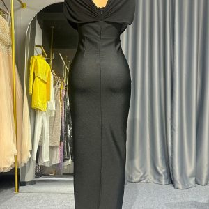 European and American cross-border celebrity style sexy off-the-shoulder cross-mesh luxury nail diamond temperament elegant bandage dress dress – Image 3
