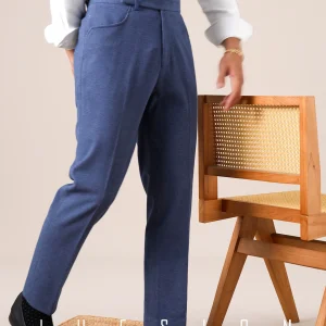 JUESION Fall/Winter Casual Pants Men's Slim Brushed Business Commuter Stretch Adjustable Waist Suit Pants – Image 4