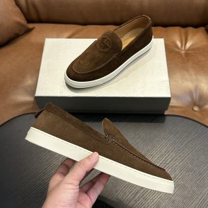GIORGIO ARMA cross-border high quality genuine leather solid color men's shoes cow fleece leather platform sole one-foot leather men's shoes – Image 3