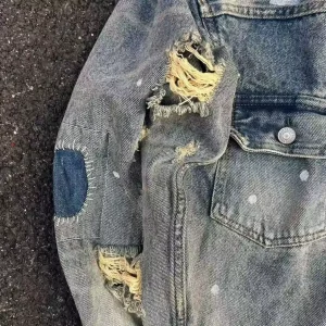 SAINT Michael's American high street trendy brand destroys distressed ripped denim jackets and rewashed water jackets – Image 3