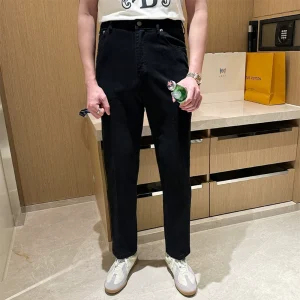 Casual straight leg pants men's premium white men's pants autumn new retro washed slim fit men's black jeans – Image 3