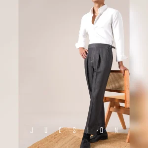 JUESION Neapolitan Jeans Men's High-Waisted Casual Versatile Loose Long Pants – Image 6