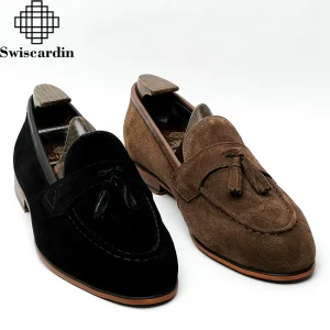 Swiscardin men's business high-end British suede shoes are handmade leather-trimmed loafers – Image 5