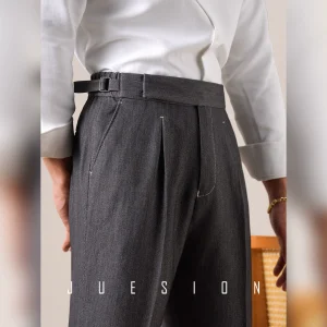 JUESION Neapolitan Jeans Men's High-Waisted Casual Versatile Loose Long Pants – Image 4