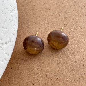 Simple niche glitter blended round earrings fashionable light luxury temperament daily versatile commuting small fragrance earrings for women – Image 5