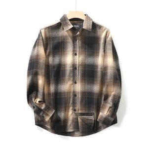 Picking up leaky cattle goods ~ American retro casual foreign trade exports have plus-size men's plaid shirts and brushed long-sleeved shirts – Image 3